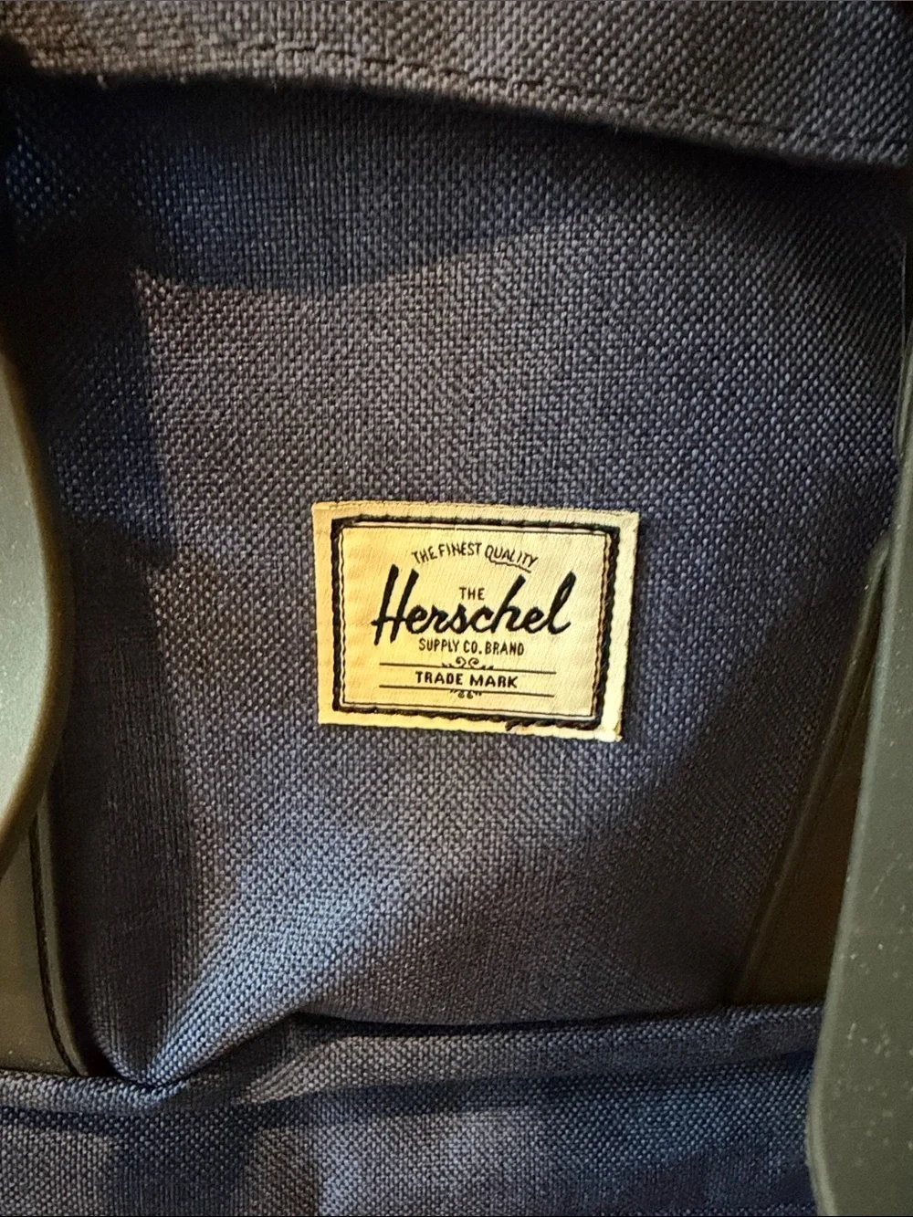 Herschel Supply Company Blue Canvas Backpack with Olive Straps